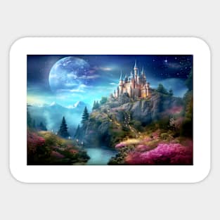 Fortress Castle Otherworldly Dimension Fantastic Landscape Surrealist Sticker